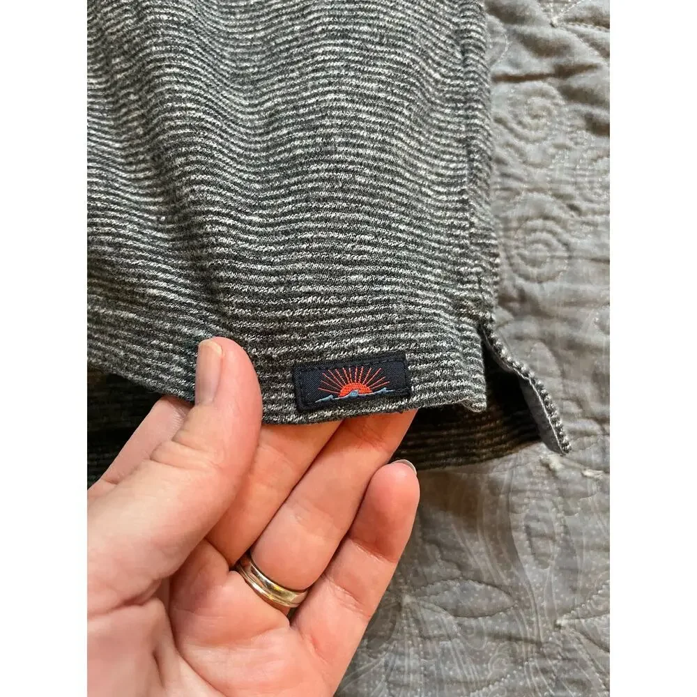 Faherty gray striped collared long sleeve polo men’s large - Picture 4 of 8